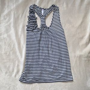 Xhilaration Navy and Gray Ruffle Sleeve Racerback Tank Top